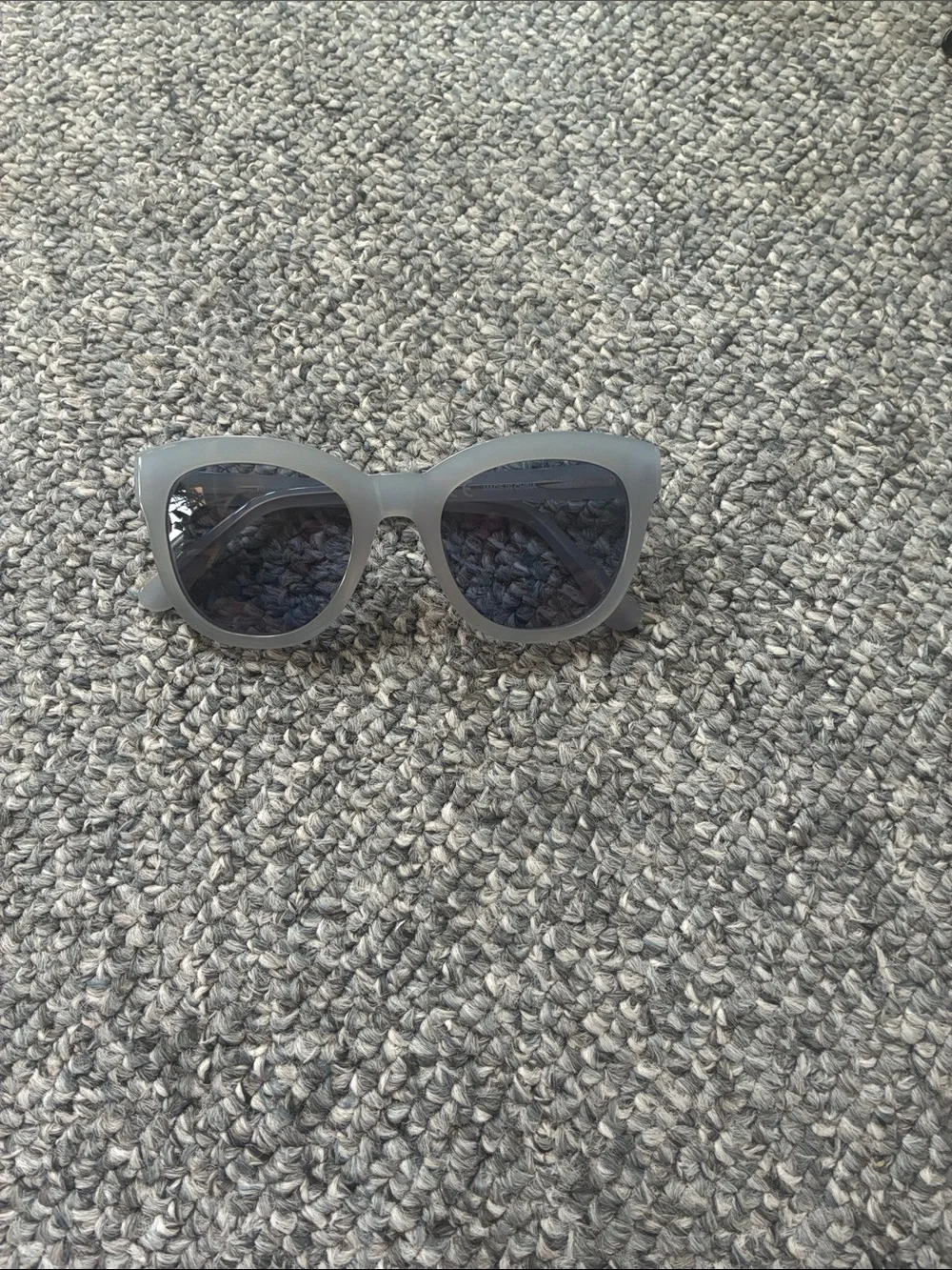 J. Crew Frosted Gray Cat-Eye Sunglasses with Dark Lenses